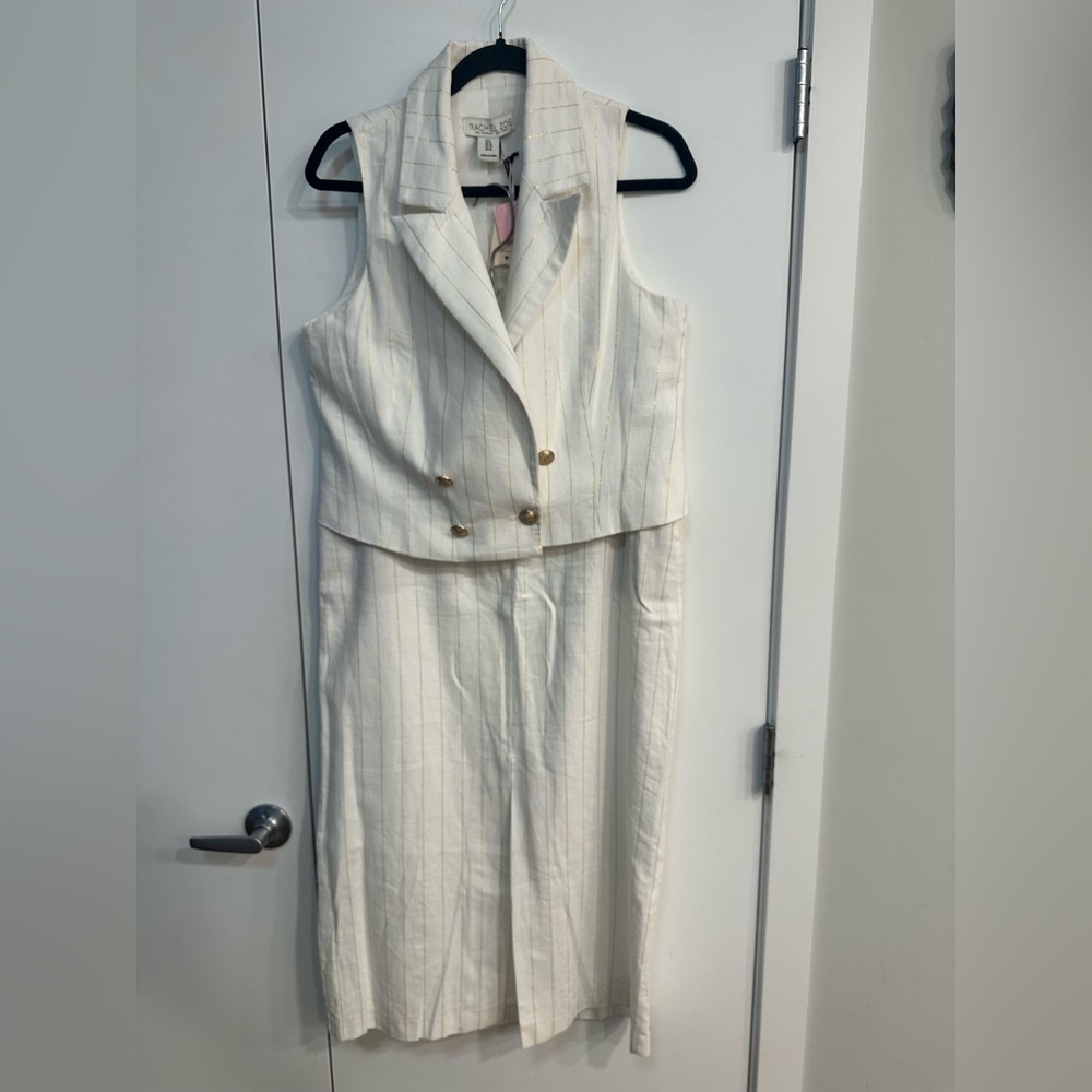 Rachel Zoe Cream Striped Blazer & Skirt